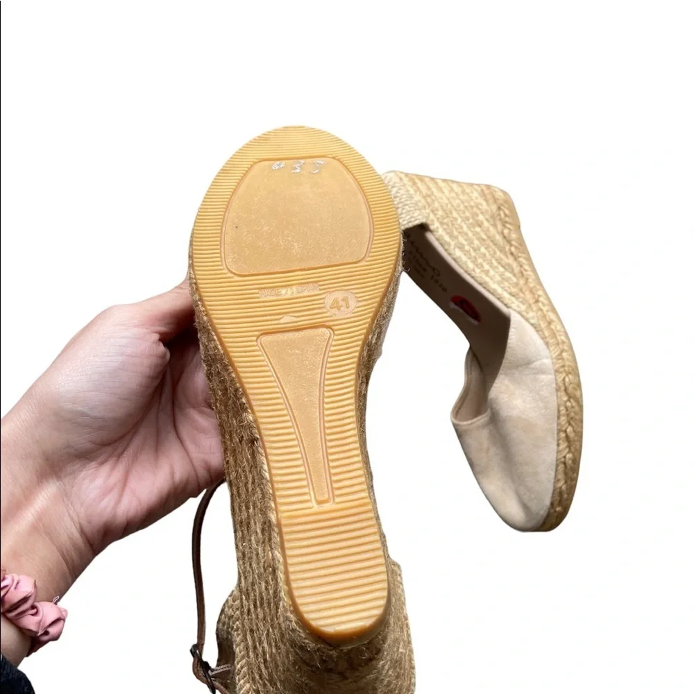 GAIMO Tan Wedge Espadrilles Sandals
